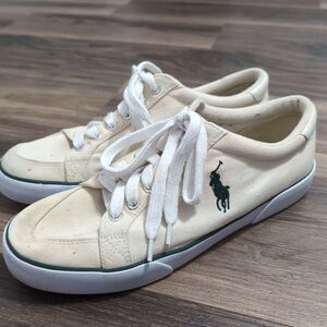 Polo Vintage Mens 10.5D‎ 90 s White Canvas Tennis Shoes